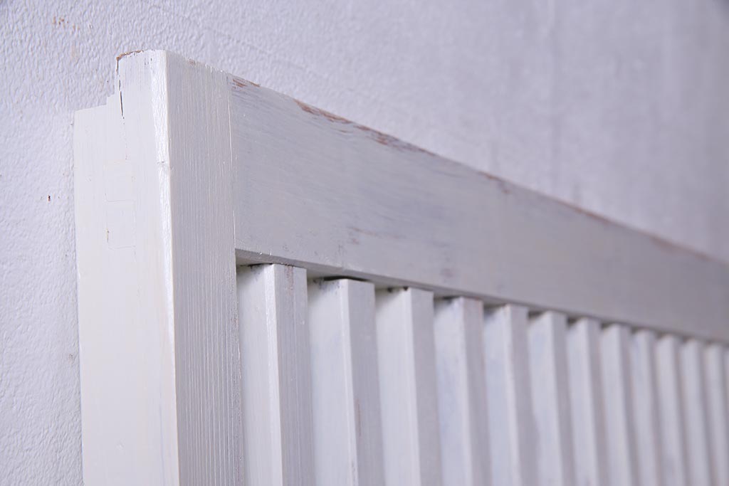 アンティーク建具　ホワイトペイントが爽やかな荒格子戸1枚(引き戸、建具)(R-037889)