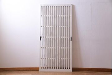 アンティーク建具　ホワイトペイントが爽やかな荒格子戸1枚(引き戸、建具)(R-037889)