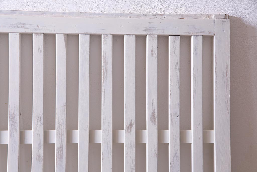 アンティーク建具　ホワイトペイントが爽やかな荒格子戸1枚(引き戸、建具)(R-037889)