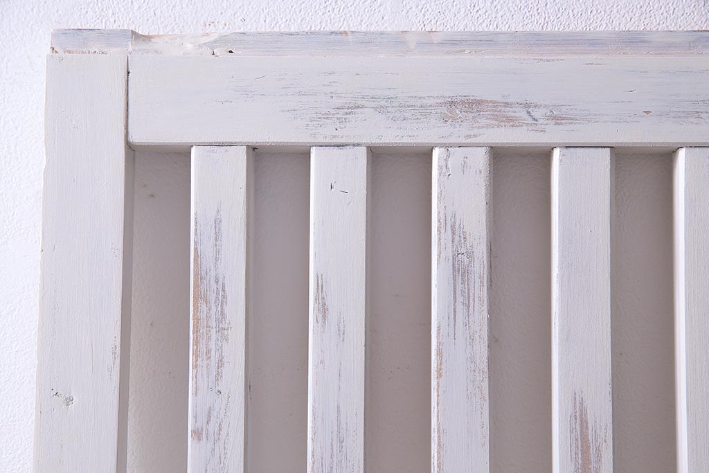 アンティーク建具　ホワイトペイントが爽やかな荒格子戸1枚(引き戸、建具)(R-037889)