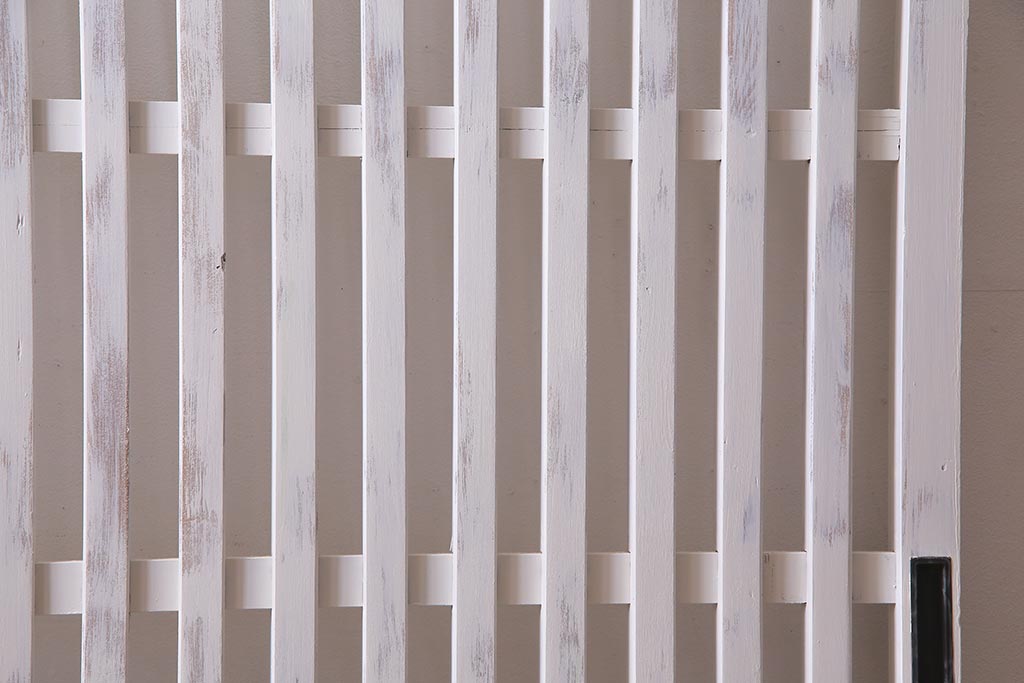 アンティーク建具　ホワイトペイントが爽やかな荒格子戸1枚(引き戸、建具)(R-037889)