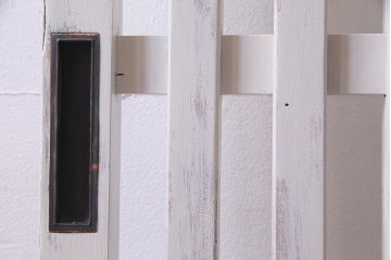 アンティーク建具　ホワイトペイントが爽やかな荒格子戸1枚(引き戸、建具)(R-037889)