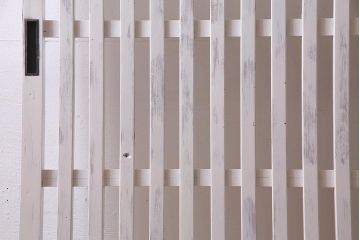 アンティーク建具　ホワイトペイントが爽やかな荒格子戸1枚(引き戸、建具)(R-037889)