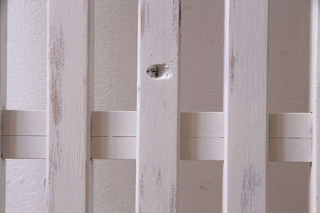 アンティーク建具　ホワイトペイントが爽やかな荒格子戸1枚(引き戸、建具)(R-037889)
