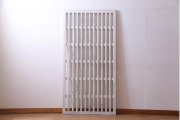 アンティーク建具　ホワイトペイントが爽やかな荒格子戸1枚(格子戸、はめ込み戸、建具)(R-037890)