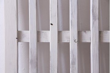 アンティーク建具　ホワイトペイントが爽やかな荒格子戸1枚(格子戸、はめ込み戸、建具)(R-037890)