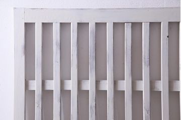 アンティーク建具　ホワイトペイントが爽やかな荒格子戸1枚(格子戸、はめ込み戸、建具)(R-037890)