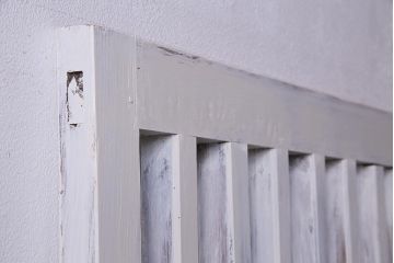 アンティーク建具　ホワイトペイントが爽やかな荒格子戸1枚(格子戸、はめ込み戸、建具)(R-037890)