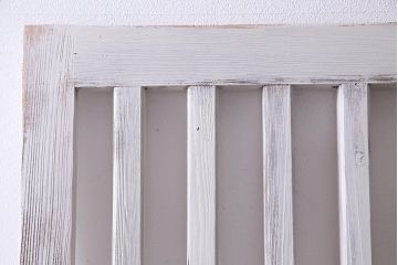 アンティーク建具　ホワイトペイントが爽やかな荒格子戸1枚(格子戸、はめ込み戸、建具)(R-037890)