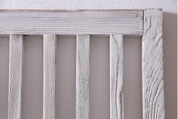 アンティーク建具　ホワイトペイントが爽やかな荒格子戸1枚(格子戸、はめ込み戸、建具)(R-037891)