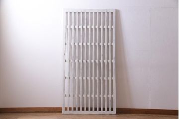 アンティーク建具　ホワイトペイントが爽やかな荒格子戸1枚(格子戸、はめ込み戸、建具)(R-037891)