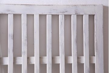 アンティーク建具　ホワイトペイントが爽やかな荒格子戸1枚(格子戸、はめ込み戸、建具)(R-037891)