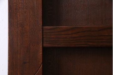 アンティーク建具　明治大正期　新潟産　総ケヤキ材一枚板・漆塗り　和の風格漂う蔵戸(建具、引き戸、玄関戸)(R-037892)