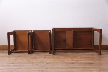 ヴィンテージ家具　北欧スタイル　 A.H McINTOSH(マッキントッシュ)　多機能なネストテーブル(エクステンションテーブル、サイドテーブル、ビンテージ)(R-037894)