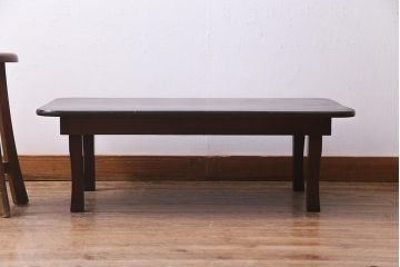 アンティーク家具　和製アンティーク　昭和初期　栓材　素朴なぬくもりが魅力のレトロな角ちゃぶ台(座卓、ローテーブル)