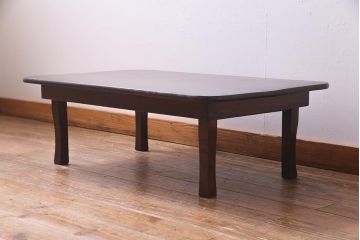 アンティーク家具　和製アンティーク　昭和初期　栓材　素朴なぬくもりが魅力のレトロな角ちゃぶ台(座卓、ローテーブル)