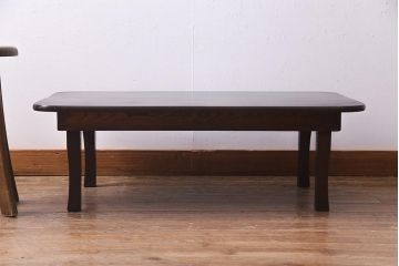 アンティーク家具　和製アンティーク　昭和初期　栓材　素朴なぬくもりが魅力のレトロな角ちゃぶ台(座卓、ローテーブル)