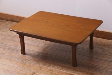 アンティーク家具　和製アンティーク　昭和初期　栓材　温かみのある木味の角ちゃぶ台(座卓、ローテーブル)(R-037897)