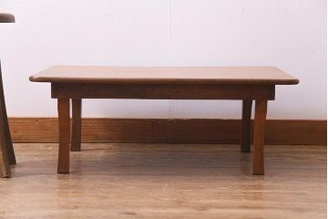 アンティーク家具　和製アンティーク　昭和初期　栓材　温かみのある木味の角ちゃぶ台(座卓、ローテーブル)(R-037897)