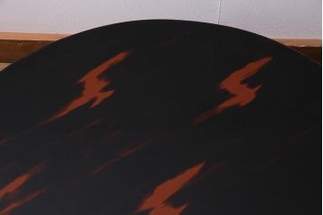 アンティーク家具　根来塗り　朱と黒の漆が味わい深い丸ちゃぶ台(折りたたみテーブル、ローテーブル)(R-037898)