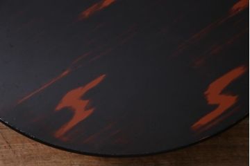 アンティーク家具　根来塗り　朱と黒の漆が味わい深い丸ちゃぶ台(折りたたみテーブル、ローテーブル)(R-037898)