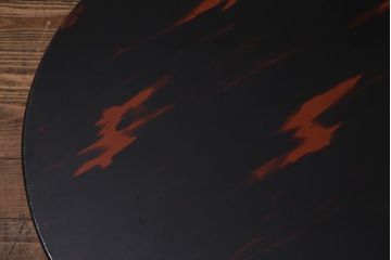 アンティーク家具　根来塗り　朱と黒の漆が味わい深い丸ちゃぶ台(折りたたみテーブル、ローテーブル)(R-037898)