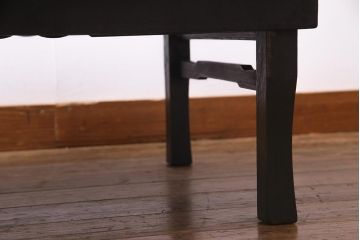 アンティーク家具　根来塗り　朱と黒の漆が味わい深い丸ちゃぶ台(折りたたみテーブル、ローテーブル)(R-037898)