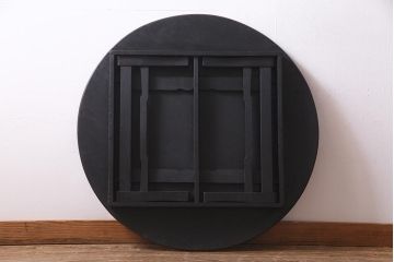 アンティーク家具　根来塗り　朱と黒の漆が味わい深い丸ちゃぶ台(折りたたみテーブル、ローテーブル)(R-037898)