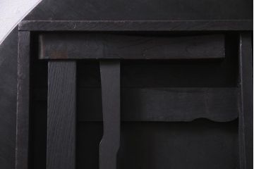 アンティーク家具　根来塗り　朱と黒の漆が味わい深い丸ちゃぶ台(折りたたみテーブル、ローテーブル)(R-037898)