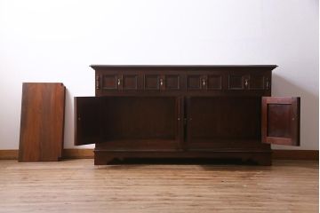 中古　松本民芸家具　特注品!　クラシカルな気品あふれるサイドボード(収納棚)(定価約85万円)(R-037900)