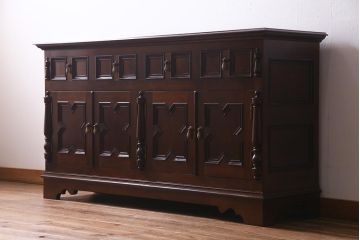 中古　松本民芸家具　特注品!　クラシカルな気品あふれるサイドボード(収納棚)(定価約85万円)(R-037900)