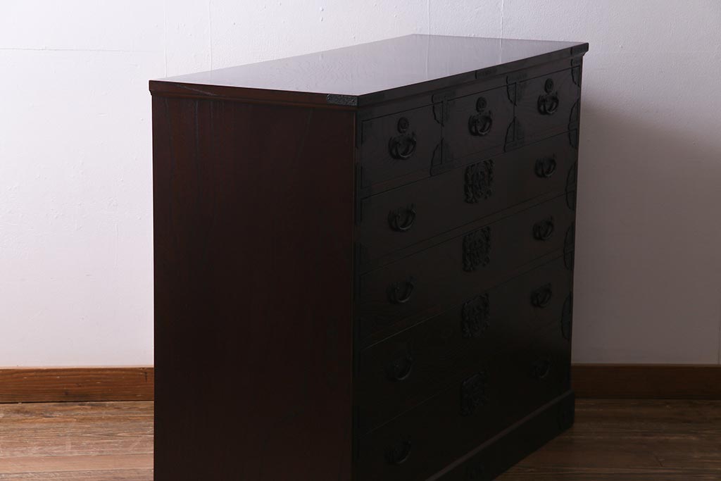 中古　筑後民芸家具　格式高い和の雰囲気を醸し出す120整理タンス(衣装箪笥、チェスト)(R-037902)