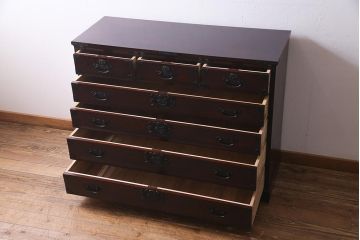 中古　筑後民芸家具　格式高い和の雰囲気を醸し出す120整理タンス(衣装箪笥、チェスト)(R-037902)