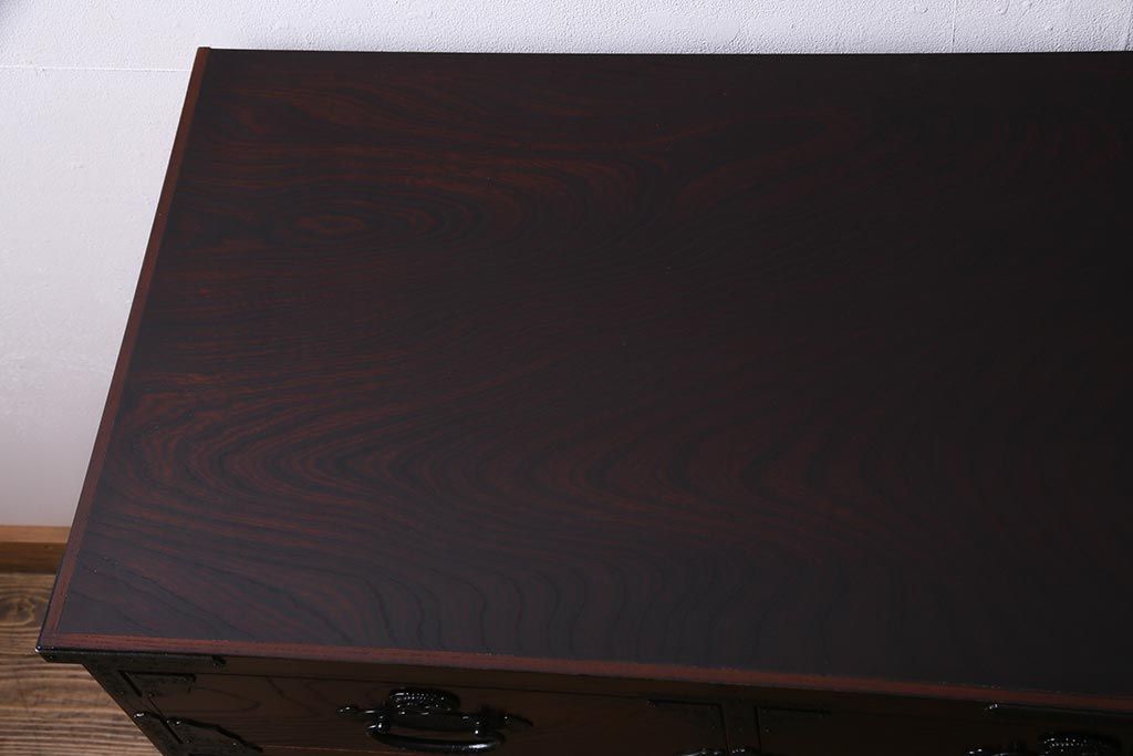 中古　筑後民芸家具　格式高い和の雰囲気を醸し出す120整理タンス(衣装箪笥、チェスト)(R-037902)