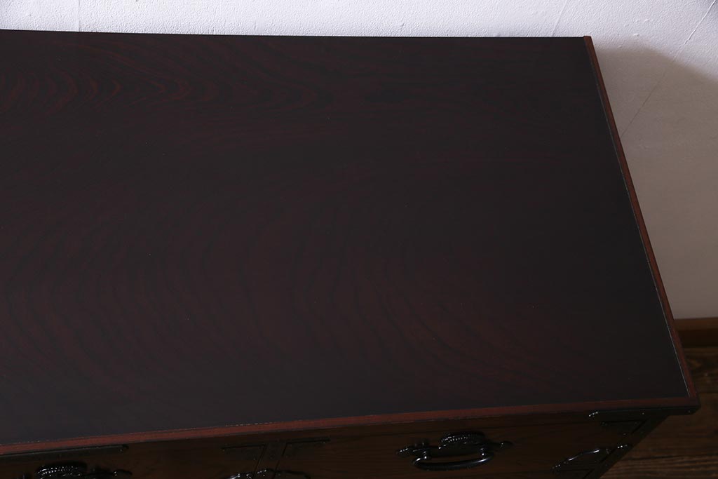 中古　筑後民芸家具　格式高い和の雰囲気を醸し出す120整理タンス(衣装箪笥、チェスト)(R-037902)