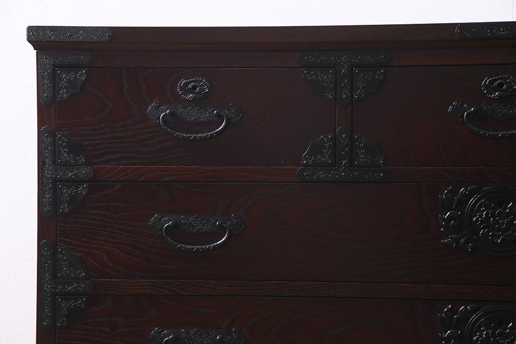 中古　筑後民芸家具　格式高い和の雰囲気を醸し出す120整理タンス(衣装箪笥、チェスト)(R-037902)