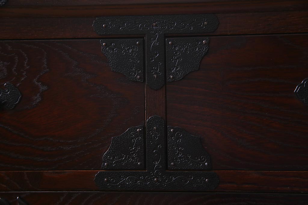 中古　筑後民芸家具　格式高い和の雰囲気を醸し出す120整理タンス(衣装箪笥、チェスト)(R-037902)