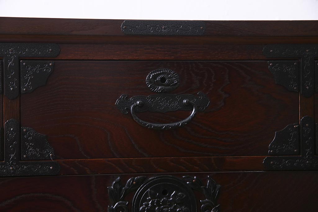 中古　筑後民芸家具　格式高い和の雰囲気を醸し出す120整理タンス(衣装箪笥、チェスト)(R-037902)