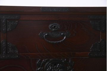 中古　筑後民芸家具　格式高い和の雰囲気を醸し出す120整理タンス(衣装箪笥、チェスト)(R-037902)