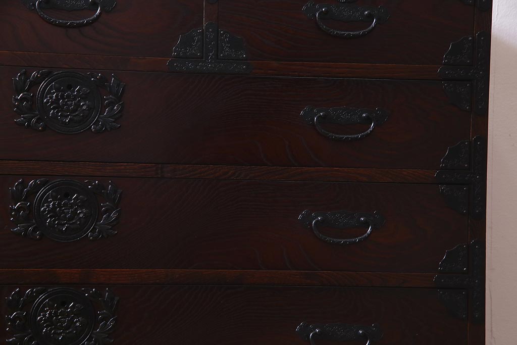 中古　筑後民芸家具　格式高い和の雰囲気を醸し出す120整理タンス(衣装箪笥、チェスト)(R-037902)