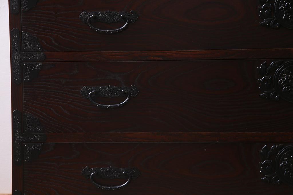 中古　筑後民芸家具　格式高い和の雰囲気を醸し出す120整理タンス(衣装箪笥、チェスト)(R-037902)