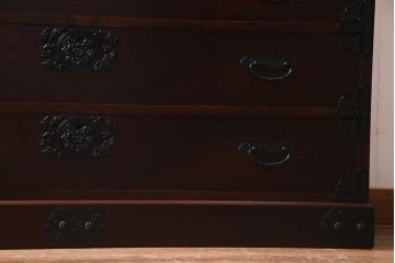 中古　筑後民芸家具　格式高い和の雰囲気を醸し出す120整理タンス(衣装箪笥、チェスト)(R-037902)