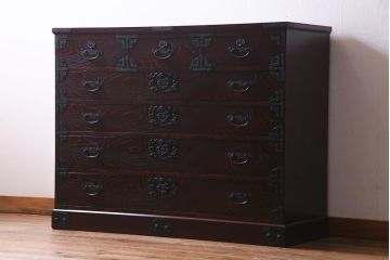 中古　筑後民芸家具　格式高い和の雰囲気を醸し出す120整理タンス(衣装箪笥、チェスト)(R-037902)