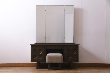 ビンテージ家具　神戸洋家具　永田良介商店　スツール付き　上品な佇まいのドレッサー(鏡台、ヴィンテージ)(R-037921)