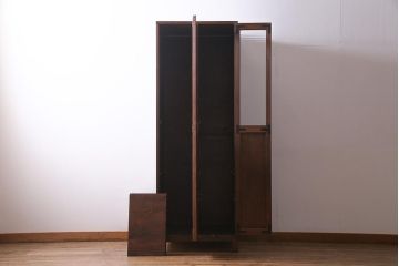 ラフジュ工房オリジナル　ヒノキ無垢材・ヒバ材　チェッカーガラスがアクセントの2人用ロッカー(ワードローブ)(R-037922)