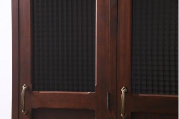 ラフジュ工房オリジナル　ヒノキ無垢材・ヒバ材　チェッカーガラスがアクセントの2人用ロッカー(ワードローブ)(R-037922)