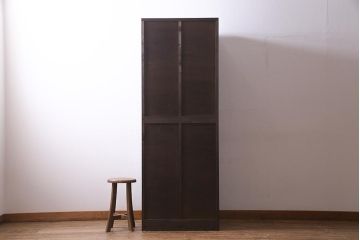 ラフジュ工房オリジナル　ヒノキ無垢材・ヒバ材　当店オリジナルガラス　レトロな佇まいが魅力的な2人用ロッカー(ワードローブ)(R-037923)
