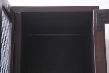 ラフジュ工房オリジナル　ヒノキ無垢材・ヒバ材　当店オリジナルガラス　レトロな佇まいが魅力的な2人用ロッカー(ワードローブ)(R-037923)