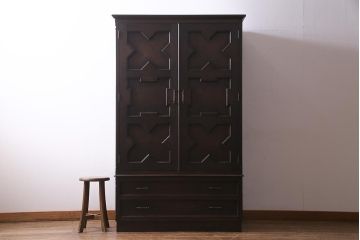 中古　神戸家具　永田良介商店　鏡付き　シックな佇まいのワードローブ(洋服タンス、衣装タンス)(R-037927)