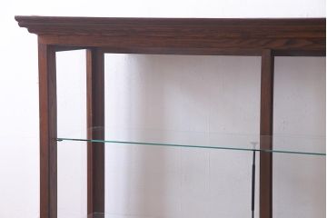 アンティーク家具　和製アンティーク　総栗材　激レア!両面引き戸　大正ロマンの雰囲気漂うガラスケース(ショーケース、陳列棚)(R-037928)